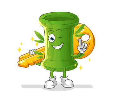 Bambu anahtar maskotu taşır. çizgi film vektörü