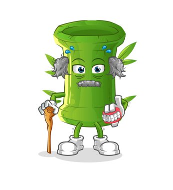 Bambu beyaz saçlı yaşlı adam. karakter vektörü