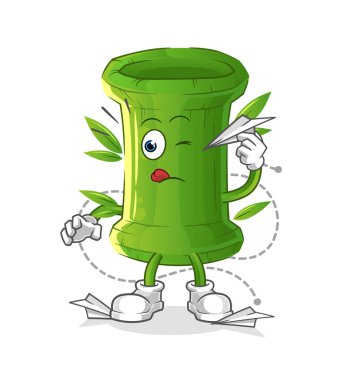 Kağıttan uçak karakterli bambu. çizgi film maskotu vektörü