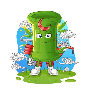 Bambu samuray çizgi filmi. çizgi film maskotu vektörü