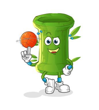 Bambu top maskotu oynuyor. çizgi film vektörü