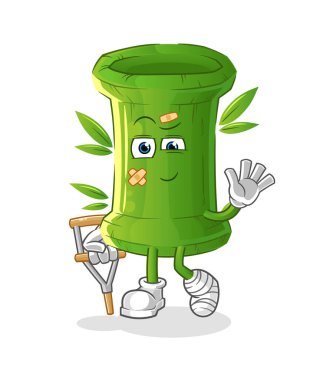 Topallayan sopalı bir bambu hastası. çizgi film maskotu vektörü