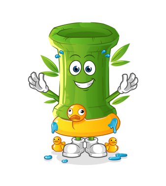 Ördek şamandıralı bambu. çizgi film maskotu vektörü