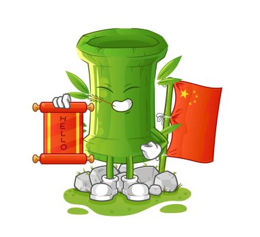 Bambu Çin çizgi filmi. çizgi film maskotu vektörü