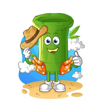 Bambu tatile gider. çizgi film maskotu vektörü