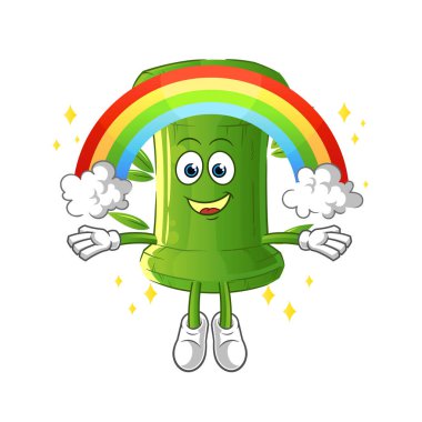 Gökkuşaklı bambu. çizgi film vektörü