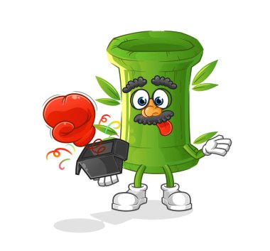 Bambu şaka eldiveni kutuda. çizgi film maskotu