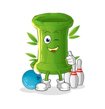 Bambu bowling oynar. karakter vektörü