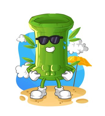 Yazın bambu güneşlenmesi. karakter vektörü