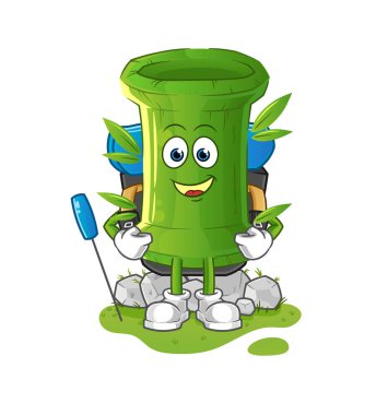 Bambu kamp maskotu olur. çizgi film vektörü