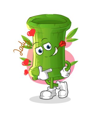 Bambu flörtü çizimi. karakter vektörü