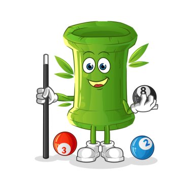 Bambu bilardo karakterini canlandırır. çizgi film maskotu vektörü