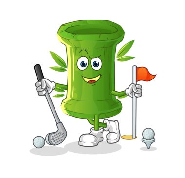 Bambu golf oynuyor. çizgi film karakteri