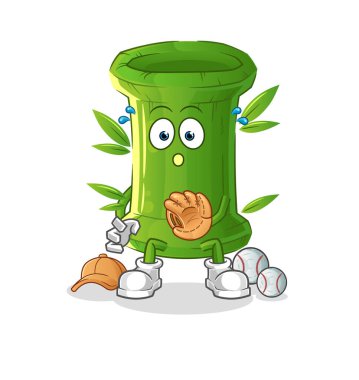 Bambu beyzbol yakalayıcı çizgi filmi. çizgi film maskotu vektörü