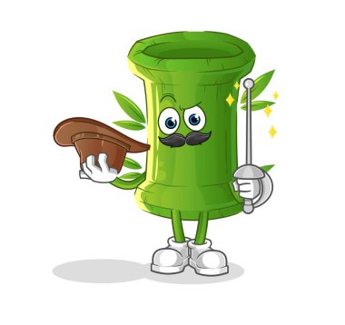 Bambu eskrimci karakter. çizgi film maskotu vektörü