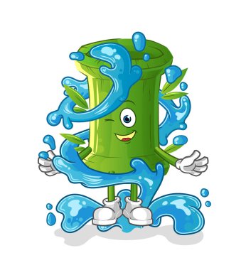 Su maskotlu bambu tatlısı. çizgi film vektörü