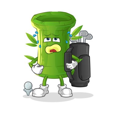 Golf ekipmanlı bambu. çizgi film maskotu vektörü