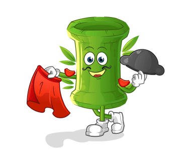 Kırmızı bez resimli bambu matadoru. karakter vektörü