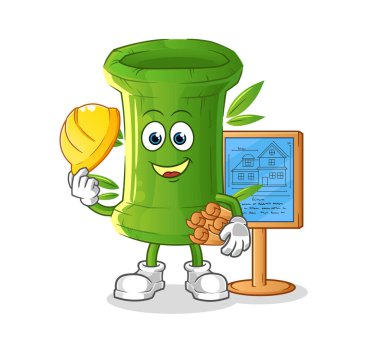 Bambu Mimarı çizimi. karakter vektörü