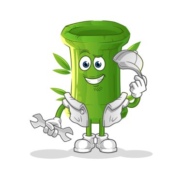 Bambu mekanik çizgi film. çizgi film maskotu vektörü