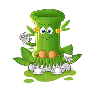 Bambu Hawaii el sallayan karakteri. çizgi film maskotu vektörü