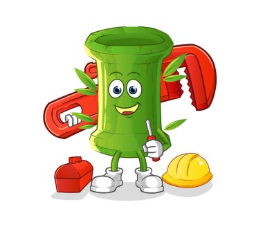 Bambu muslukçu çizgi filmi. çizgi film maskotu vektörü