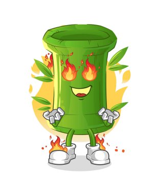 Bambu ateş maskotu. çizgi film vektörü