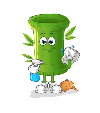Bambu temizleyici taşıyıcı. çizgi film karakteri