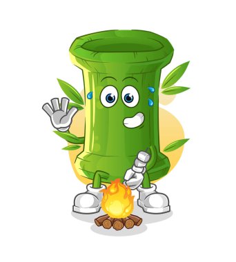 Bambu kızartma marşmelovu. çizgi film maskotu vektörü