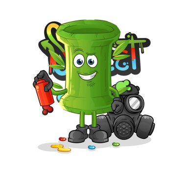 Bambu graffiti sanatçısı vektörü. çizgi film karakteri