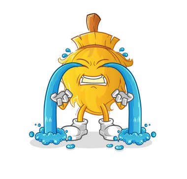 Süpürge ağlayan illüstrasyon. karakter vektörü