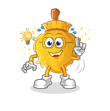 Süpürgenin bir fikir karikatürü var. maskot vektörü