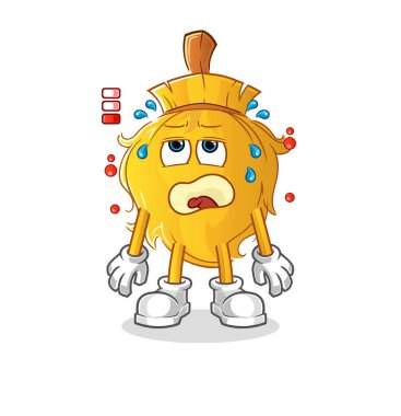 Süpürge düşük batarya maskotu. çizgi film vektörü