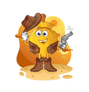 Silah karakteri vektörü olan süpürge kovboyu