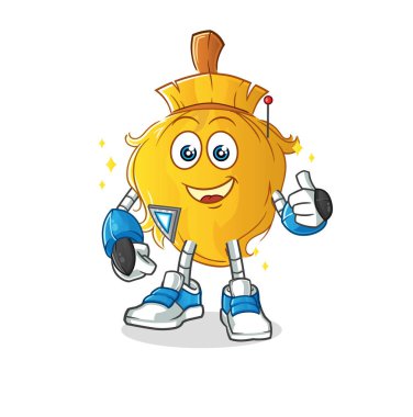 Süpürge robot karakteri. çizgi film maskotu vektörü