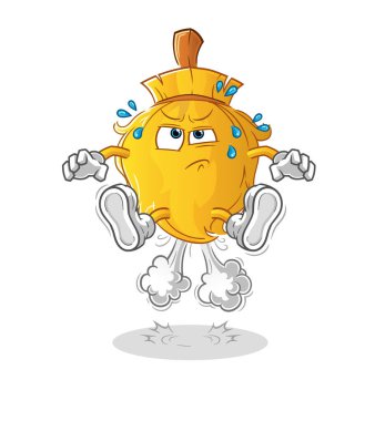 Süpürge osuruktan atlama illüstrasyonu. karakter vektörü