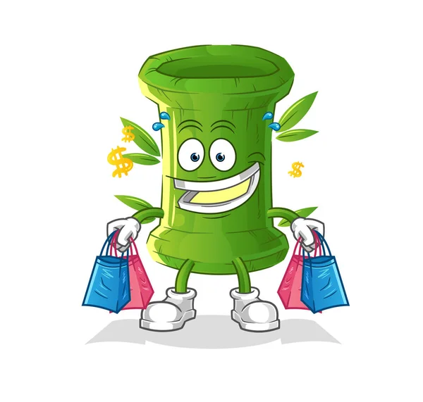 Bamboo Shoping Mascot Cartoon Vector — Stock Vector