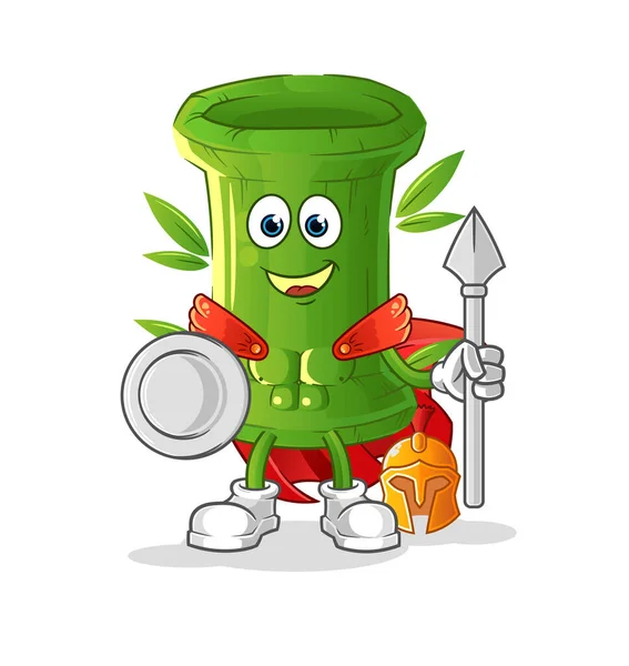 Bamboo Spartan Character Cartoon Mascot Vector — Stock Vector
