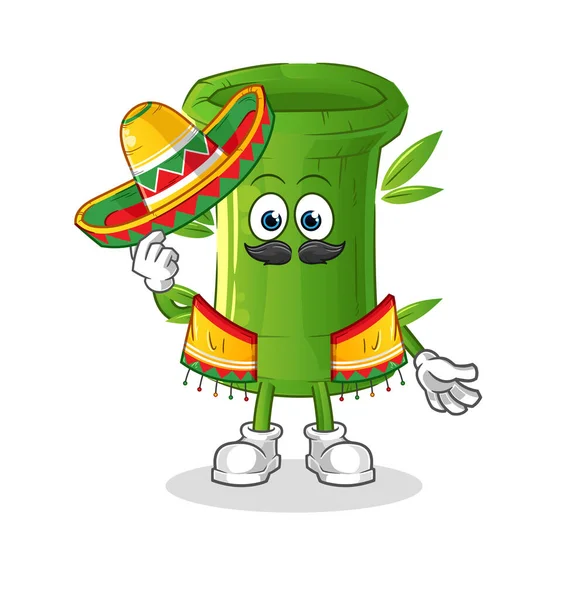 Bambú Cultura Bandera Mexicana Vector Mascota Dibujos Animados — Archivo Imágenes Vectoriales