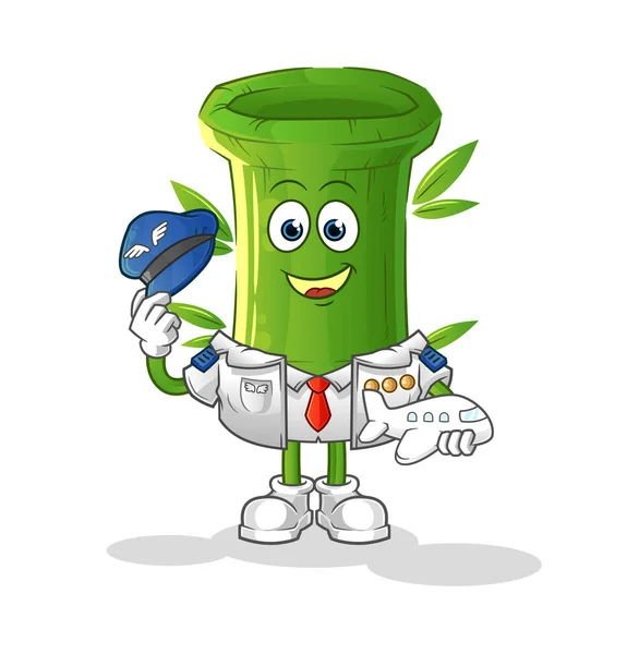 Bamboo Pilot Mascot Cartoon Vector — Stock Vector
