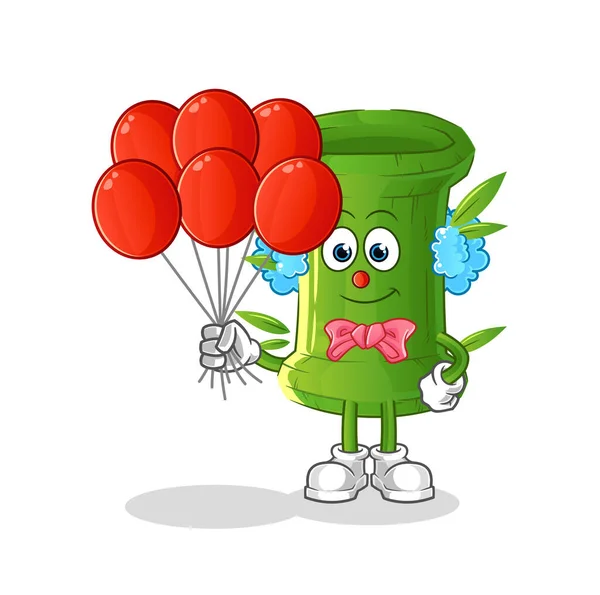 Bamboo Clown Balloons Vector Cartoon Character — Stock Vector