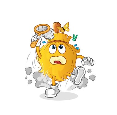 Süpürge, kelebek resmi yakalar. karakter vektörü