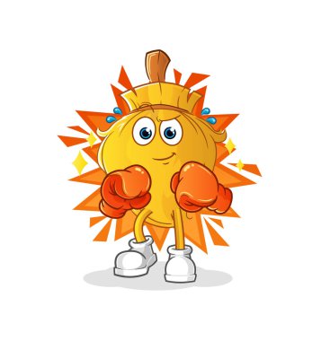 Süpürge boksörü karakteri. çizgi film maskotu vektörü