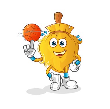 Süpürge basketbol maskotu. çizgi film vektörü