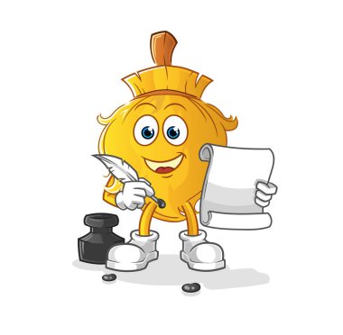 Süpürge yazarı vektörü. çizgi film karakteri