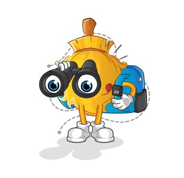 Dürbünlü süpürge. çizgi film maskotu vektörü