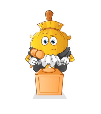 Süpürge hakimi tokmağı tutuyor. karakter vektörü