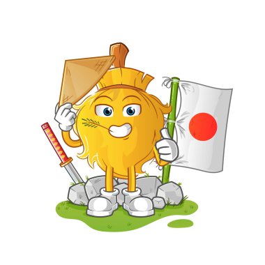 Süpürge Japon vektörü. çizgi film karakteri