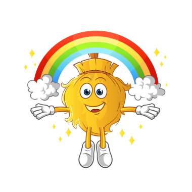 Gökkuşaklı süpürge. çizgi film vektörü