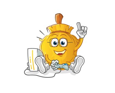 Süpürge oyun oynuyor. çizgi film karakteri